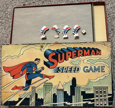 1941 SUPERMAN SPEED GAME DC Board Game Milton Bradley Missing 3 Dice 1st Issue