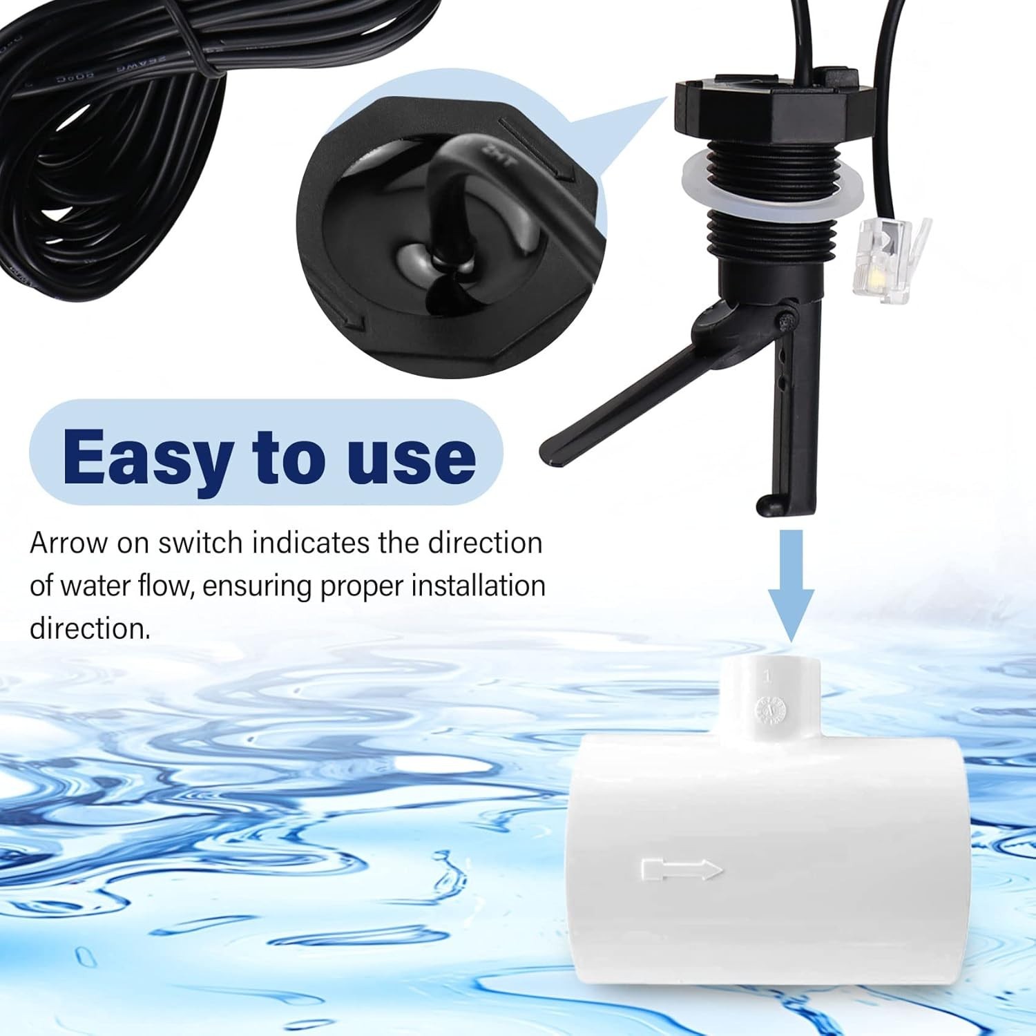 Universal Pool Flow Switch Assembly - 15FT Cable for Hayward Aquarite Systems