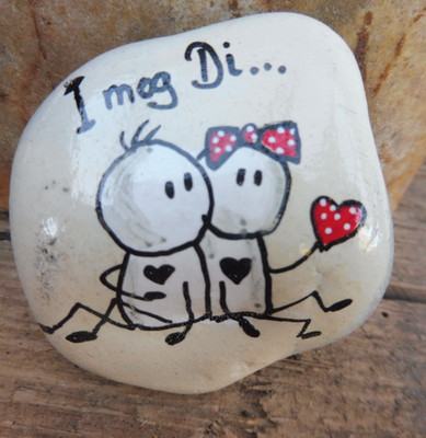  Verliebtes Pärchen Paar mit Herz -I mog di- bayerisch  Glücksstein Liebe