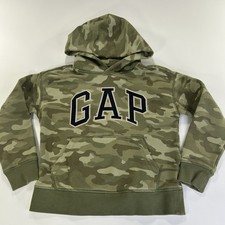 GAP Kids Camo Pullowver Hoodie Sweatshirt Green Camoflage Size Medium (8)