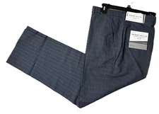 Perry Ellis Portfolio Mens Slim-Fit Flat Front Dress Pants Dusty Blue-30x29