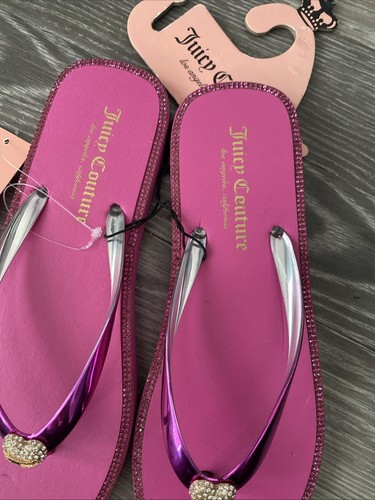 Juicy Couture Flip Flop Sandals Flats Crystal Sparkle Size 3-4 Uk EU 36-37 New - Picture 5 of 11