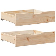 Under-Bed Drawers with Wheels Under Bed Storage 2 pcs Solid Wood Pine vidaXL
