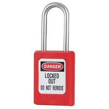 Master Lock S33kas12red Lockout Padlock, Keyed Alike, Thermoplastic, Red, 1 1/2