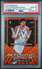 Victor Wembanyama 2024 Panini Obsidian - Atomic Initials Orange Flood /99 PSA 10