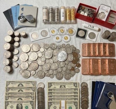 #ad ESTATE SALE LOT 25 ITEMS OLD US COINS GOLD .999 SILVER BARS BULLION COPPER $84.00