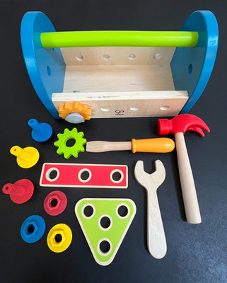 Hape Fix It Kid's Wooden Toolbox Play Set with Accessories