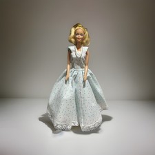 Handmade Barbie Doll Dress Pale Blue with Pink Polka Dot White Lace Snap Closure
