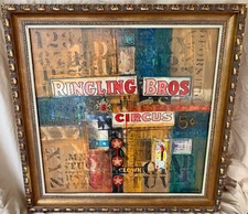 Robert Hobbs Mixed Media Abstract 1968 Ringling Bros Circus Art Painting Ex Cond
