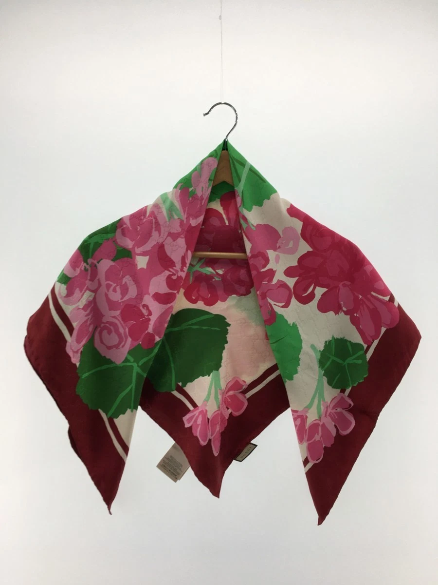 Gucci foulard en soie rouge imprimé floral 84x56 cm femme