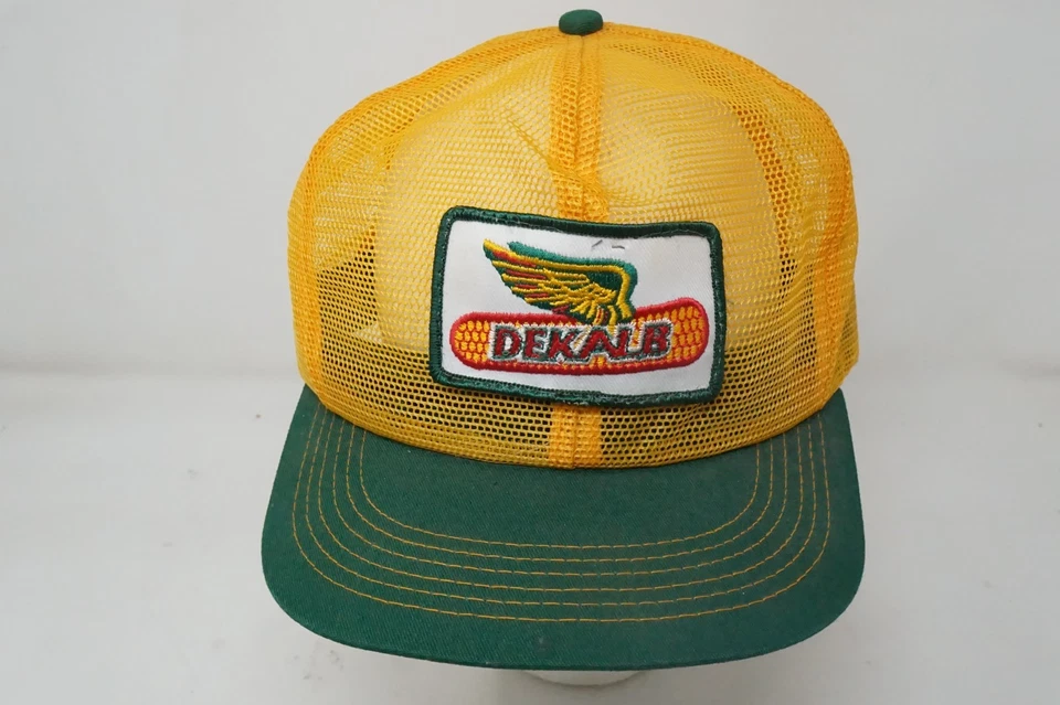 VINTAGE DeKalb Hat K Brand Full Mesh Snap Back Trucker Cap Logo Patch USA Made - Image 2 of 4