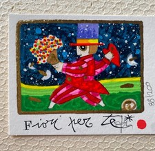 FRANCESCO MUSANTE - Serigrafia su carta cm 10x8 - " fiori per te "