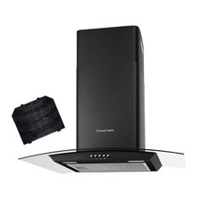 Image of Russell Hobbs 60cm Curved Glass Cooker Hood in Black with 3 Speed Settings 1 x