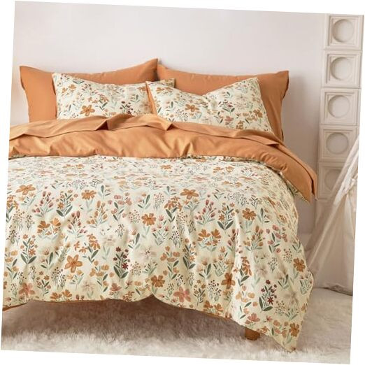 - Floral Comforter Set, Botanical Flower Cottagecore Shabby Chic Aesthetic