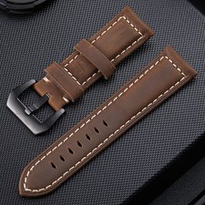Watch Bands Crazy Horse Cowhide Genuine Leather Wristwatch Strap Part Brown 24mm