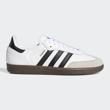 adidas Samba Men’s Low Top Lace-Up Sneaker White/Black/Gray Suede Toe Gum