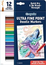 Crayola Ultra Fine Point Markers 12ct , No Bleed Markers