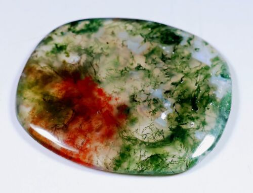 52 CT NATURAL MOCHA GREEN RED MOSS AGATE FANCY CABOCHON PENDANT GEMSTONE EX-108 - Picture 1 of 5
