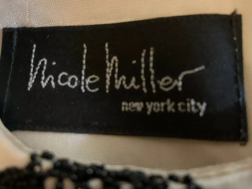 Nicole Miller Designer Black Floral Beading SatIn Sheath Dress Party Wedding - Image 4 of 4