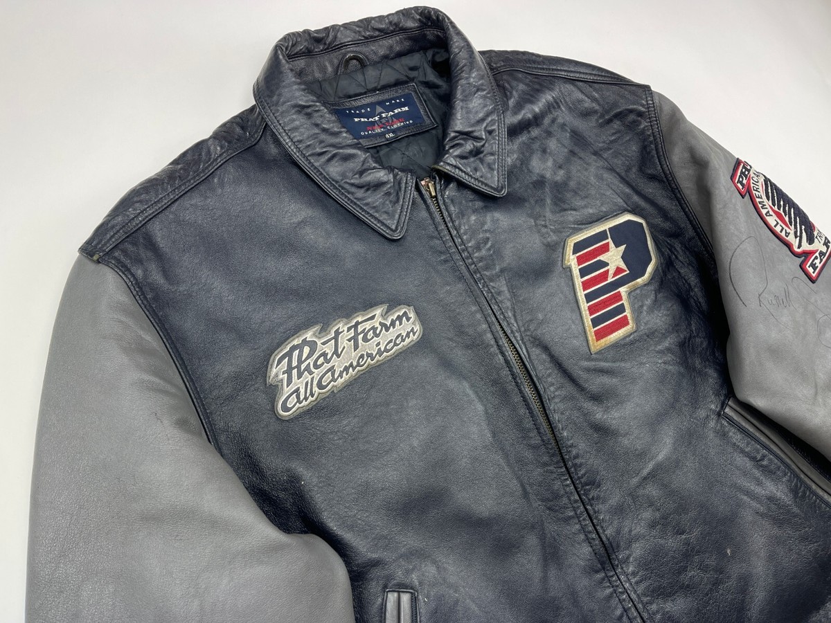 PHAT FARM leather jacket vintage Russell Simmons varsity 90s PHAT FARM leather jacket vintage Russell Simmons varsity 90s