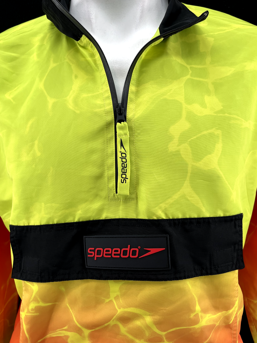 NEW Forever 21 Speedo Neon Green Red Anorak 1/4 Zip Pullover