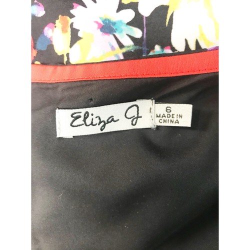 Eliza J Dress Womens Size 6 Black Red Dark Floral Colorblock Sheath Cap Sleeve - Picture 6 of 7