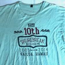 2014 Shorebreak Classic Shirt  XL Green Bodysurf Kalama Beach Kailua Hawaii 2914