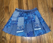 Raro Oilily Denim Bandana Floral Paisley Plisado Cinturón Falda Niñas Talla 6 Años
