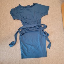 NWT Shein Pleated Hem Self Belted Dress in Teal, size small