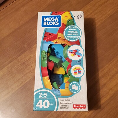 NEW Mega Bloks Let's Build 40 Piece Building Set Fisher-Price New Unopened Box