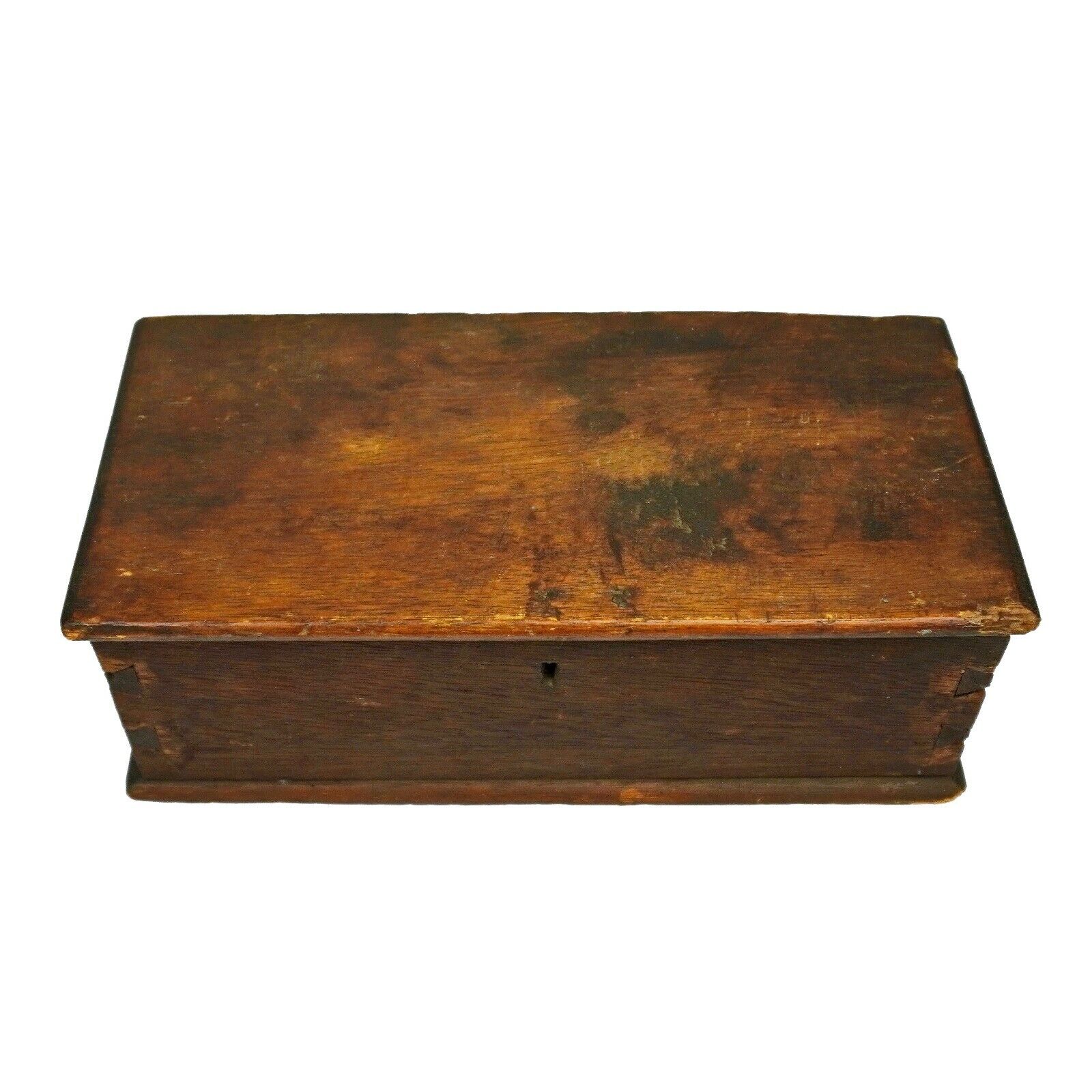 Antique Primitive Best Dovetailed Wood Dresser Box w/ Original Dry Surface