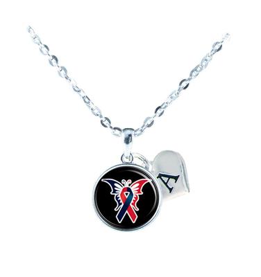 Custom Congenital Heart Defects Awareness Silver Necklace Jewelry Initial Family