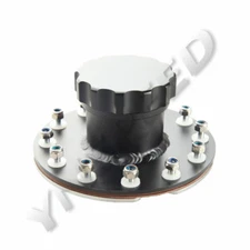 Straight Fuel Cell Tank Filler Neck Cap 12 Bolt Flange Billet Aluminum Black