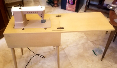 Singer 404 Sewing Machine W/ MCM Cabinet Slant Needle Mid Century