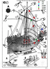 Revell Hanse Kogge 1:72 - wooden walnut blocks and rigging ropes