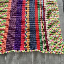 Handmade Afghan Crochet Lap Blanket 56x41 Colorful Small Wheelchair Travel Pets