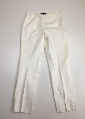BROOKS BROTHERS sz 0 Petite Ivory NATALIE FIT Slit Hem Tapered Leg Dress Pant