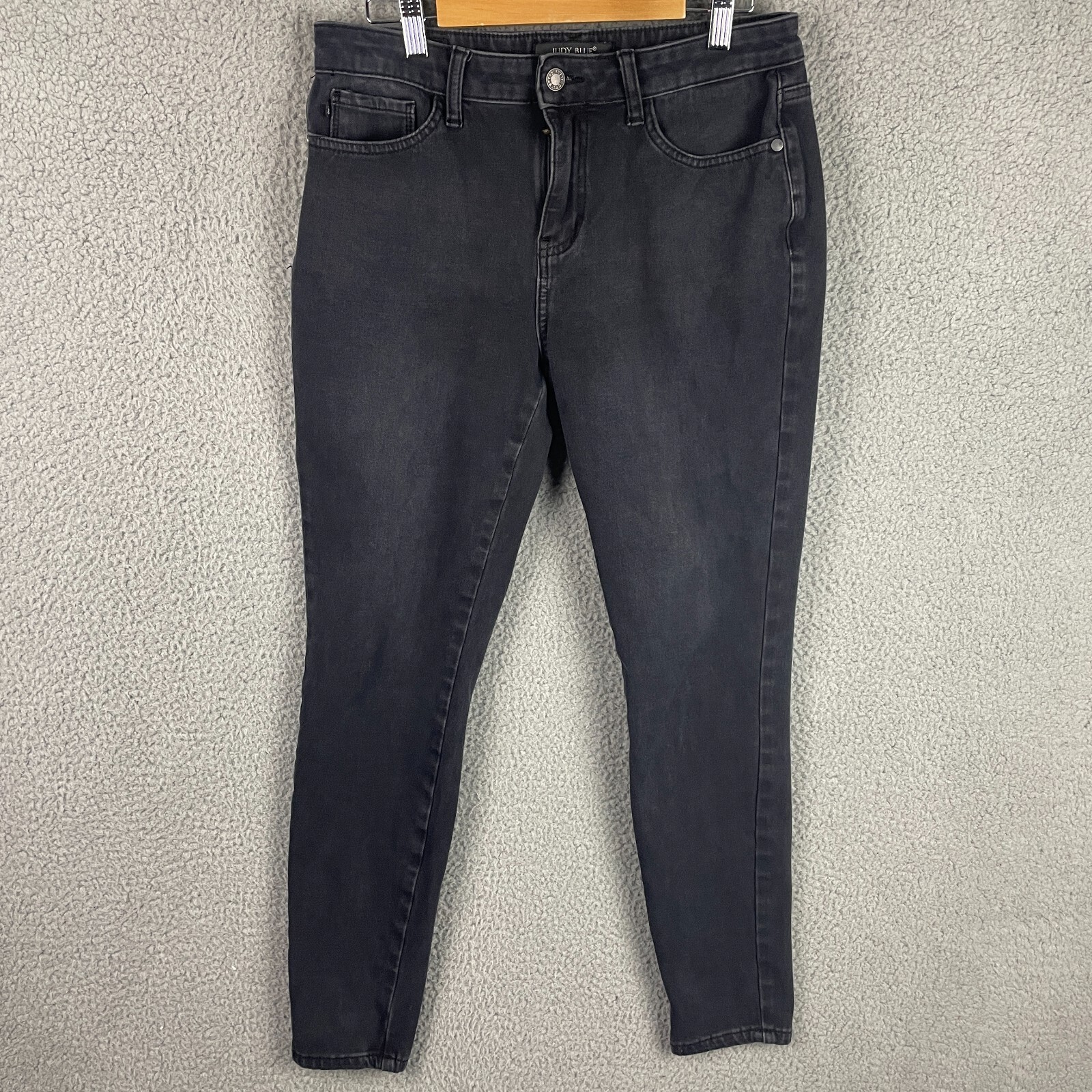 JUDY BLUE Skinny Fit Jeans Womens 7/28 Black Mid Rise Denim Stretch Casual
