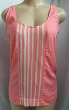 "LOFT" CORAL FRONT STRIPED TANK SHIRT BLOUSE TOP SIZE: S NWT