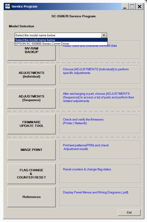Service program for Epson SureColor S50670 +Service manual, NV Ram Backup - Picture 1 of 2