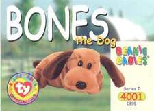 TY Beanie Babies BBOC Card - Series 1 Common - BONES the Dog - NM/Mint