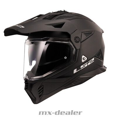 LS2 MX 702 Pioneer 2 Solid Matt Schwarz Dualsport Enduro Helm Crosshelm