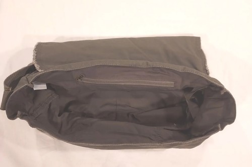 Authentic Pigment Canvas Fabric Nap Sack Messenger Bag with Pockets Olive Green - Picture 6 of 7