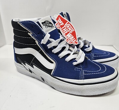 Vans Sk8-Hi Bolt True Blue Black White Suede Canvas Women's