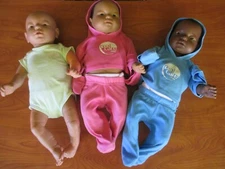 Lot of 3 RealityWorks-Reality Baby II Plus W/Clothing/Diaper 2 Male 1 Female