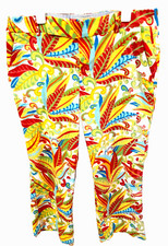 Crop Capri Stretch Cotton Beach Artsy Size 10 Women Pants Vintage 90's