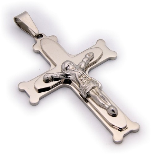Anhänger Kreuz XXL Edelstahl mit Jesus Glanz sehr groß 83 mm - Picture 2 of 3