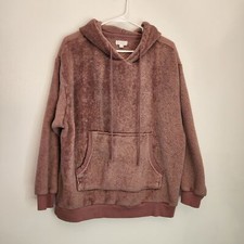 Colsie Sherpa hoodie unisex Oversized L Warm Cozy pullover Mauve pocket ribbed