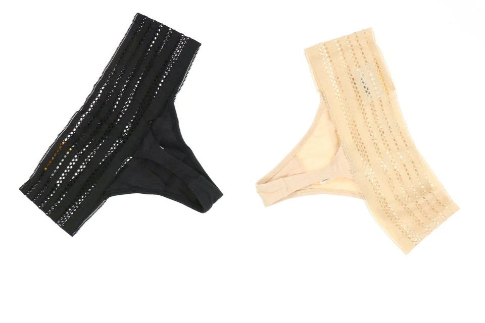 Paquete de 2 tangas ropa interior para mujer DKNY 268221 negro/desnudo talla S Foto 2 de 2