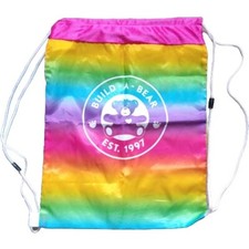 Build A Bear BAB Carrying Bag Tie Dye Rainbow Drawstring Backpack Purse Storage